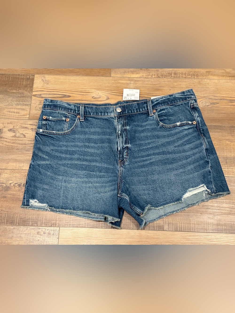 American Eagle Ex Boyfriend Short 18/34W Dark Blue High-Rise Distressed NWT